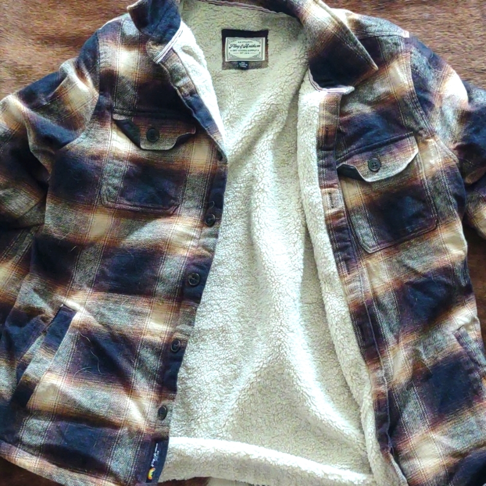 Flag and Anthem flannel Sherpa lined jacket | XL